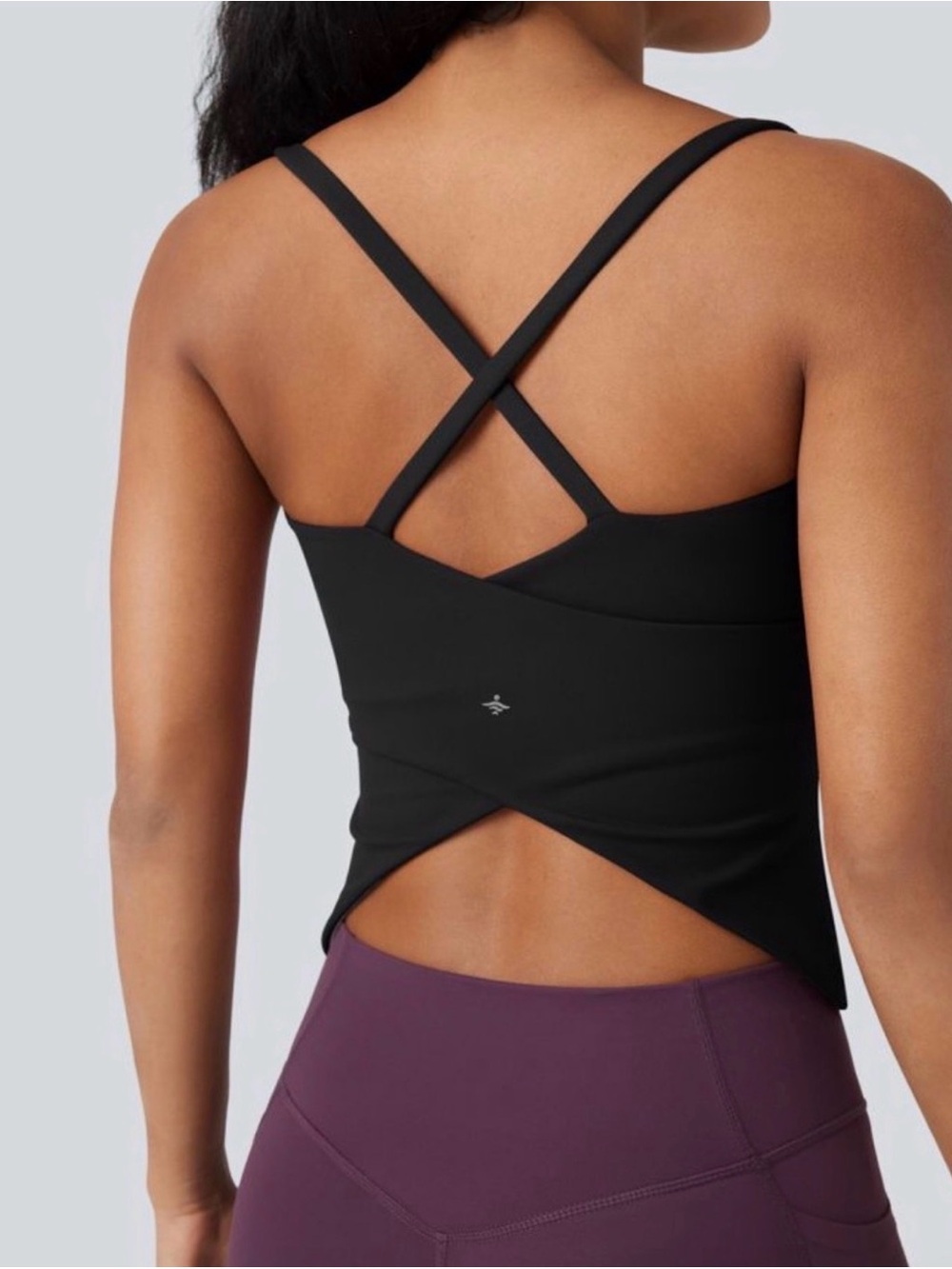 HALARA Black Crisscross Open-Back Tank